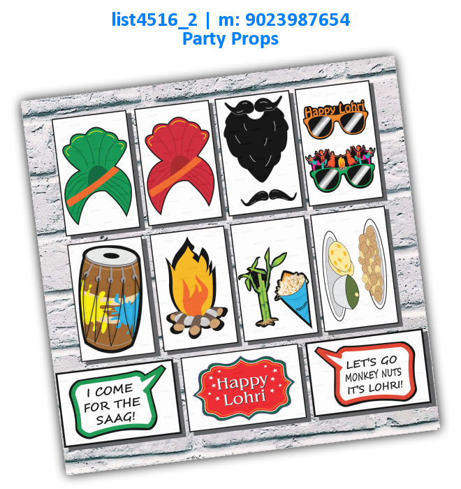 Lohri Party Props | Printed list4516_2 Printed Props