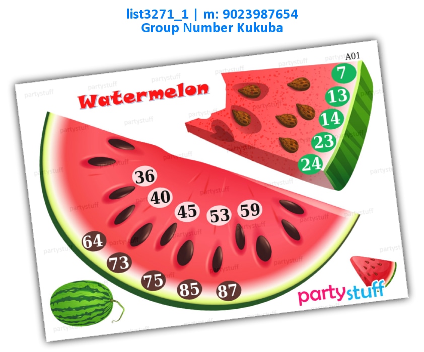 Watermelon kukuba 3 | Printed list3271_1 Printed Tambola Housie