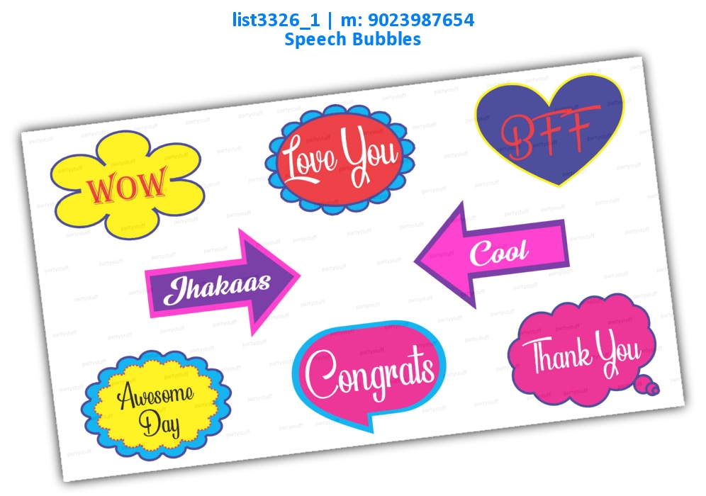 Greetings Speech Bubbles | Printed list3326_1 Printed Props