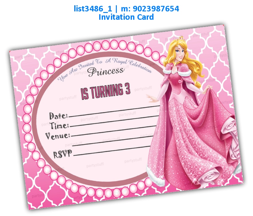 Princess Birthday Invitation Card 5 | Printed list3486_1 Printed Cards