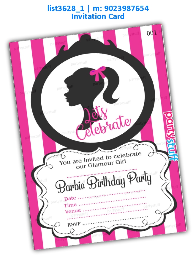 Barbie Invitation Card | Printed list3628_1 Printed Cards