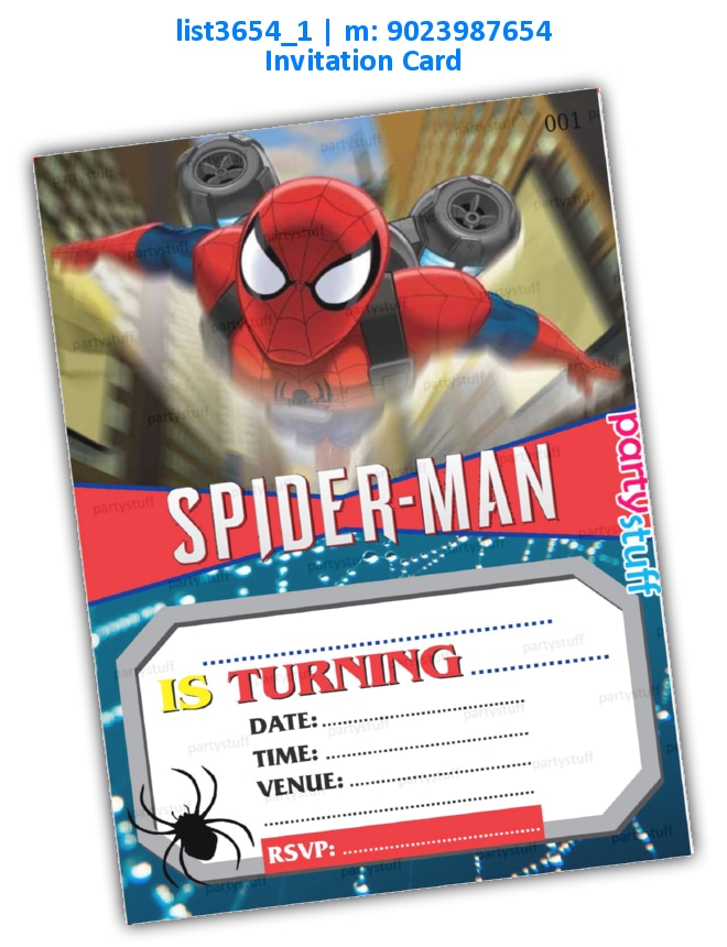 Spiderman Invitation Card 2 | Printed list3654_1 Printed Cards