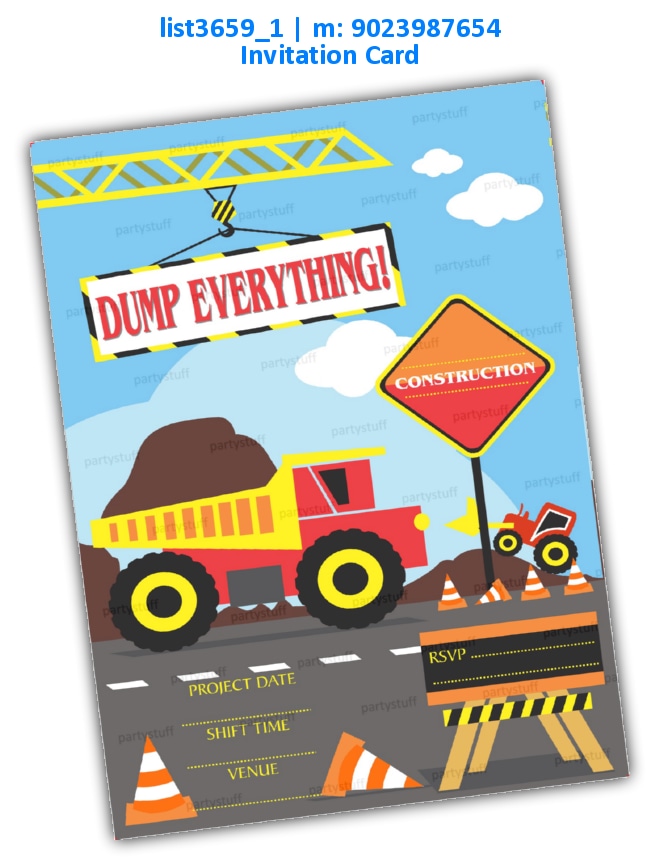 Road Construction Invitation Card | Printed list3659_1 Printed Cards