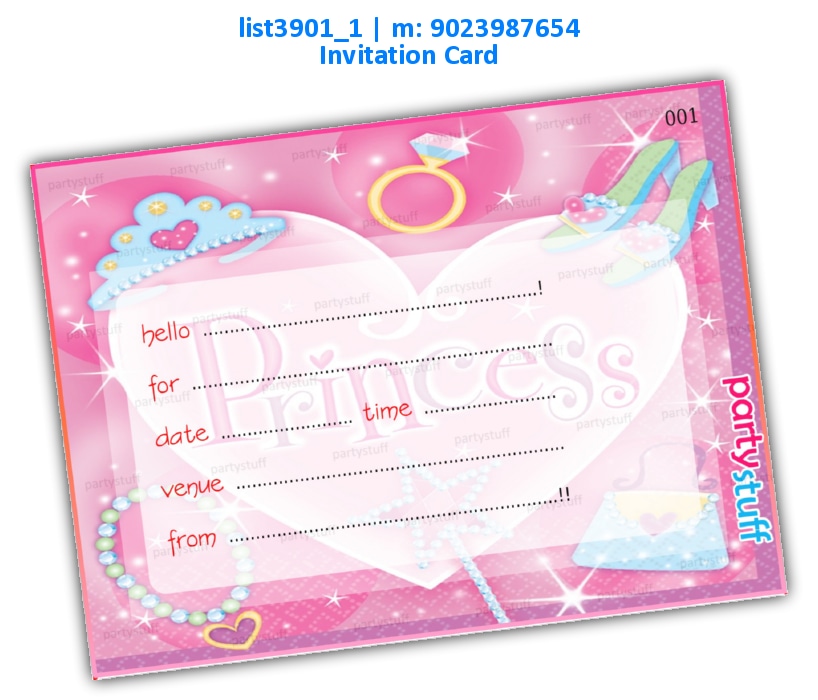Princess Invitation Card 4 | Printed list3901_1 Printed Cards