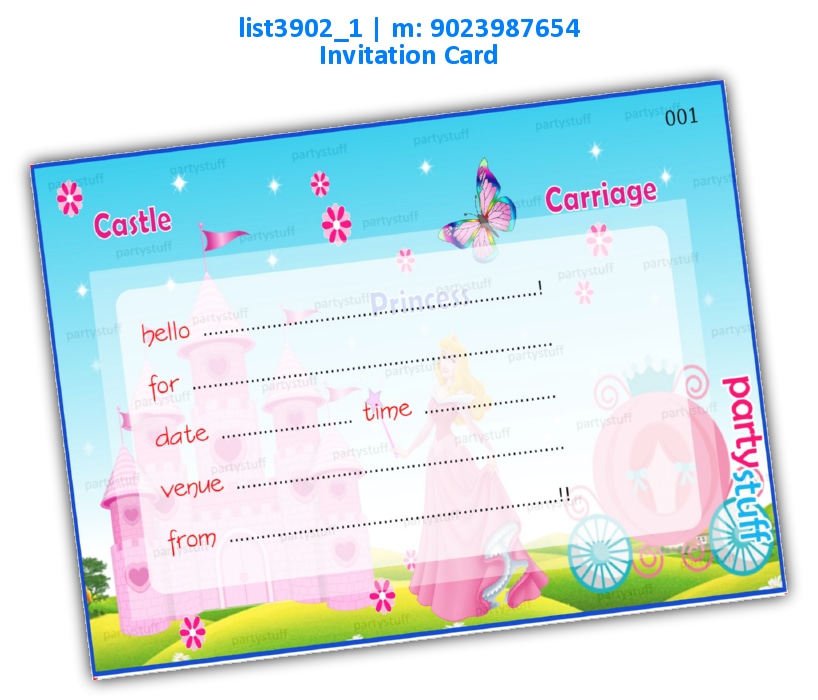 Princess Invitation Card 5 | Printed list3902_1 Printed Cards