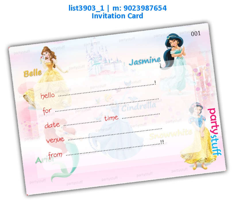 Princess Invitation Card 6 | Printed list3903_1 Printed Cards