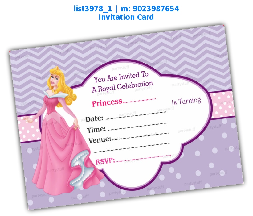 Princess Invitation Card 7 | Printed list3978_1 Printed Cards