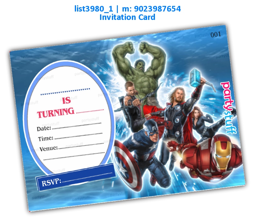 Avengers Invitation Card 2 | Printed list3980_1 Printed Cards