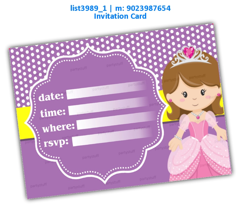 Princess Invitation Card 9 | Printed list3989_1 Printed Cards