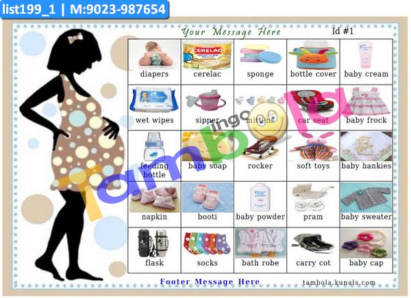 Baby Shower Side BG Bingo Style 50 number 5x5