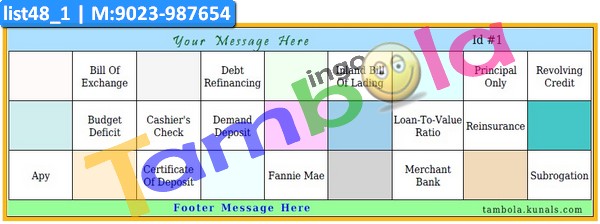 Finance Term Tambola Housie