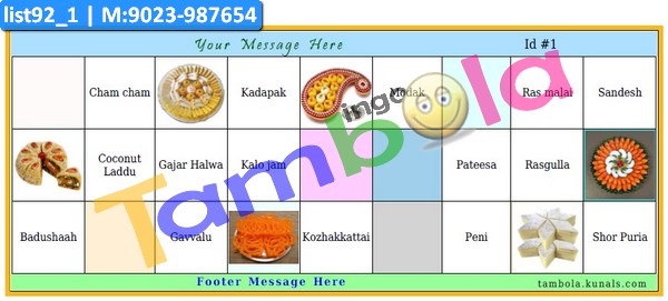 Sweets Blank Box Image with names