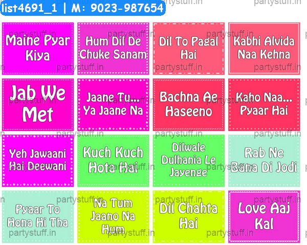 Romantic Bollywood movie names