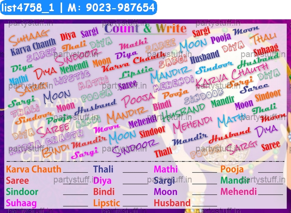 Karwachauth Count Items