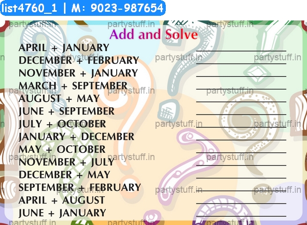 Month add and solve