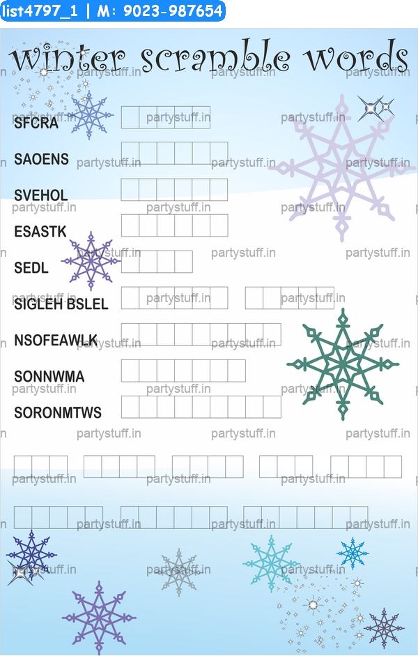 Winter word scramble