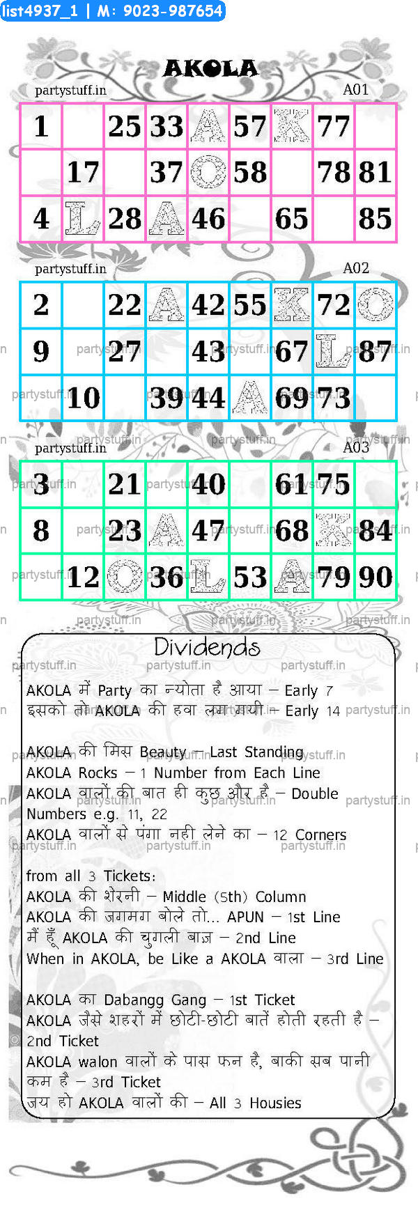 AKOLA City Triplet Classic Grids Dividend