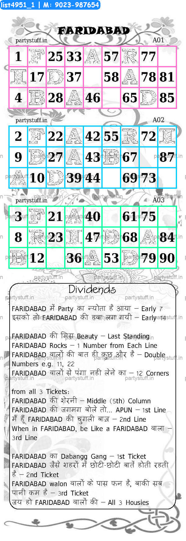 FARIDABAD City Triplet Classic Grids Dividend