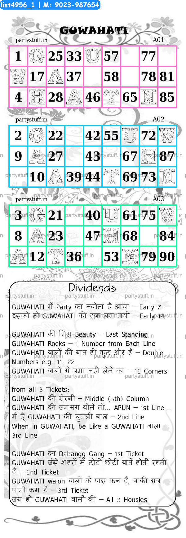 GUWAHATI City Triplet Classic Grids Dividend