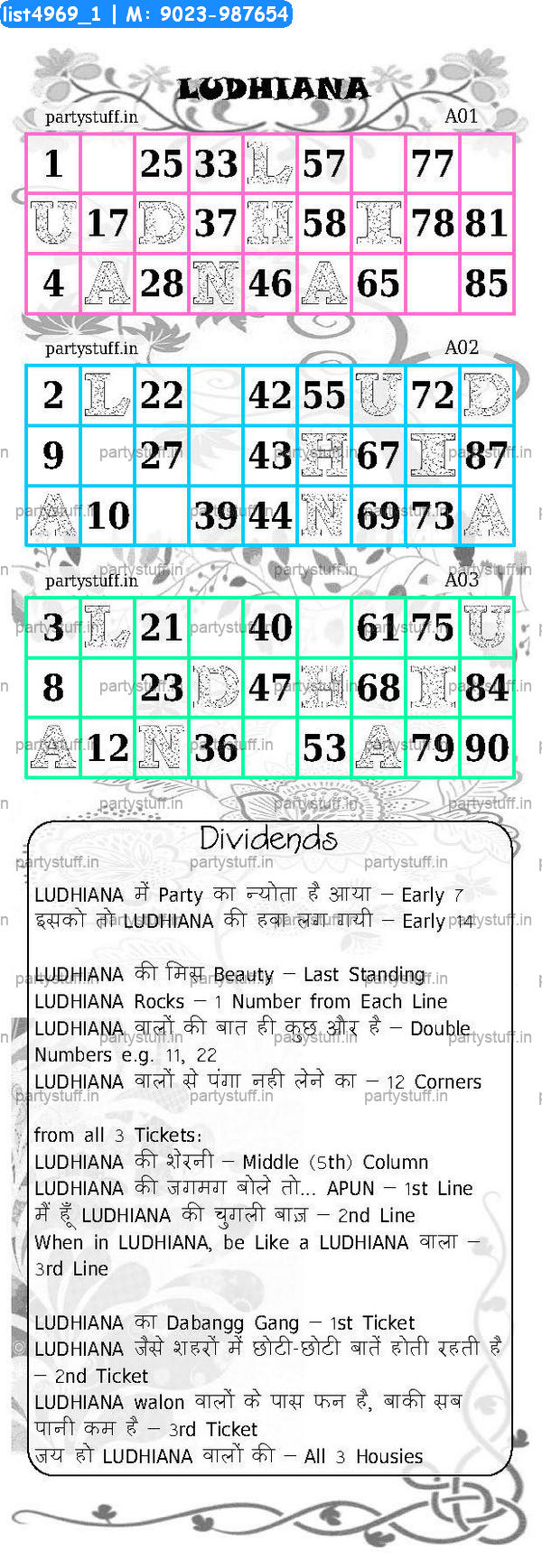 LUDHIANA City Triplet Classic Grids Dividend