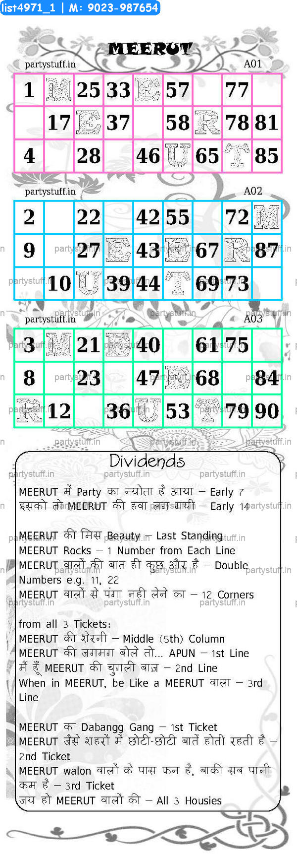 MEERUT City Triplet Classic Grids Dividend