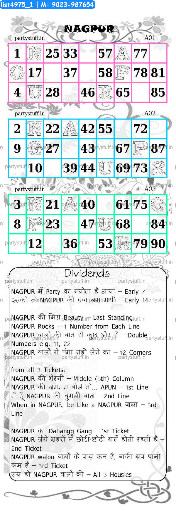 NAGPUR City Triplet Classic Grids Dividend