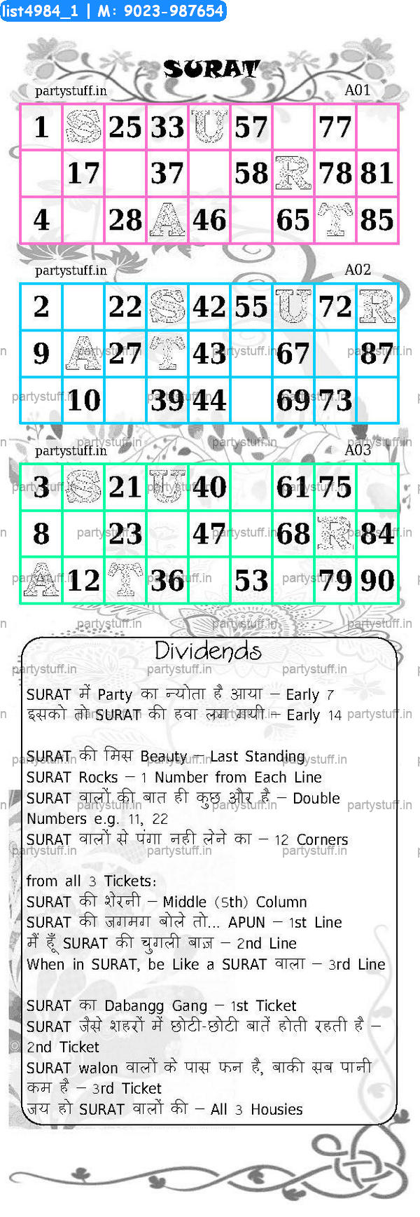 SURAT City Triplet Classic Grids Dividend