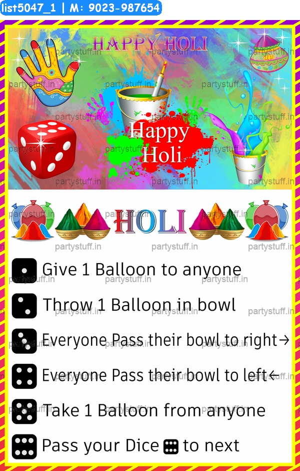 Holi Dice Roll Punctuality Game