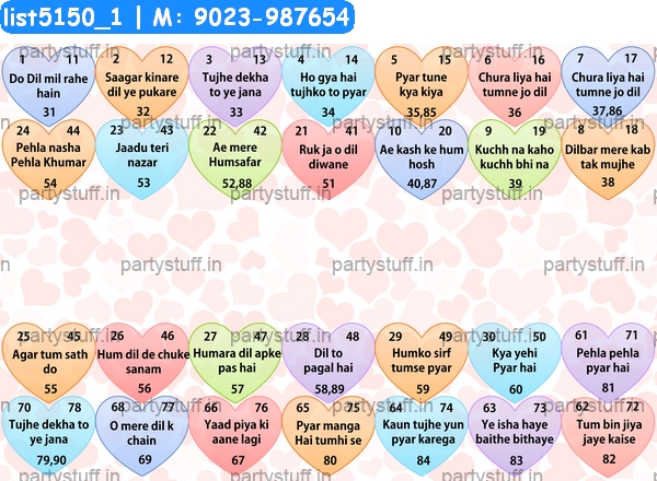 Valentine Heart songs duet classic grids