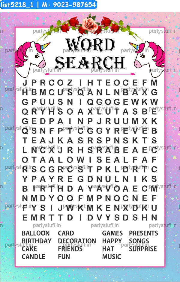 Unicorn word search