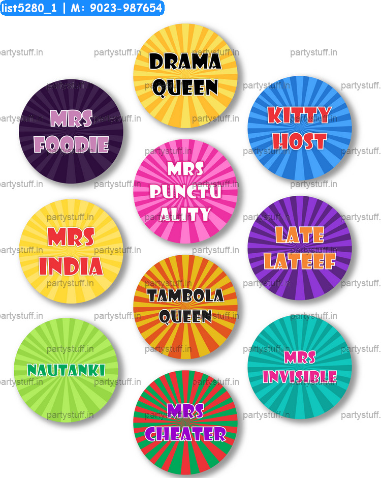 Kitty Party Ladies Badges