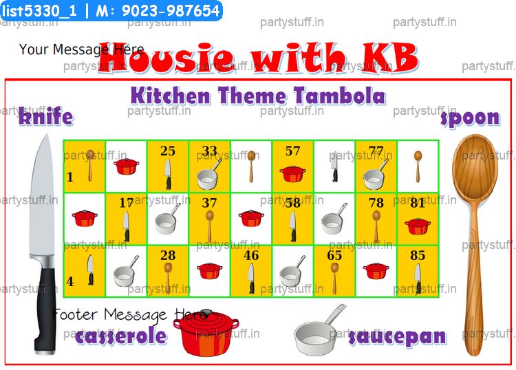 Kitchen Tambola Housie