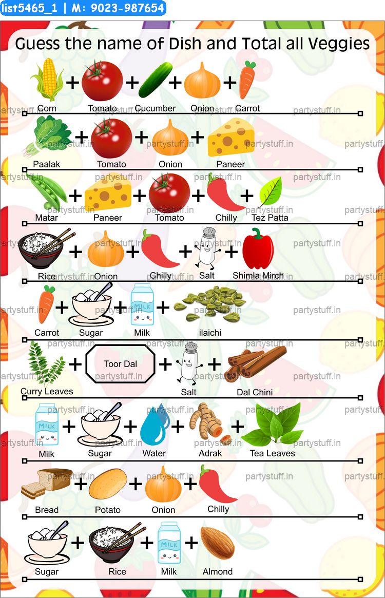 Fruits Vegetables Tambola Housie 2