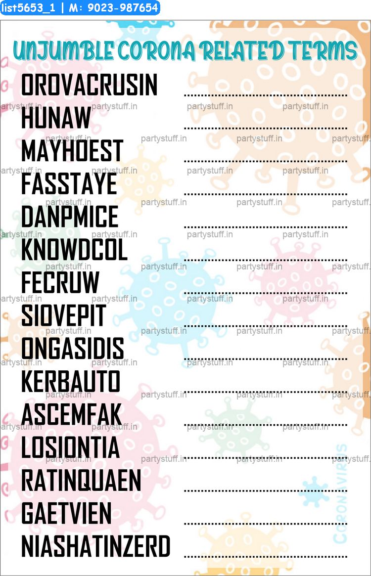 Unjumble corona terms