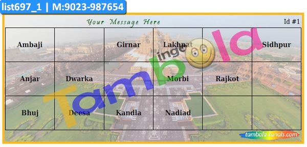 Gujarat Stuff Names Grid