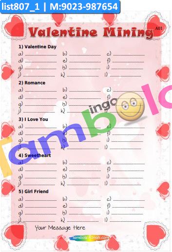 Valentine Word Mining
