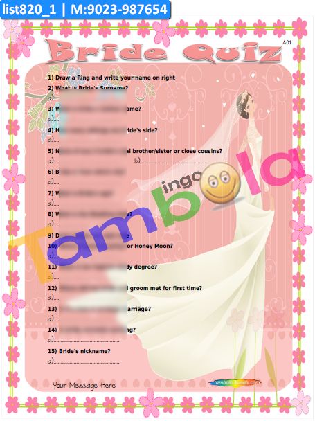 Marriage Bride Quiz