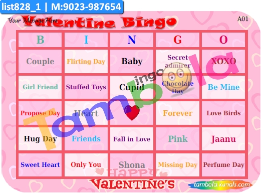 Marriage Names Bingo Cards