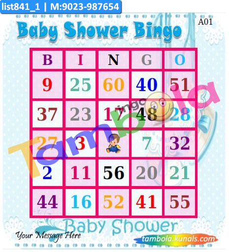 Baby Shower Number Bingo