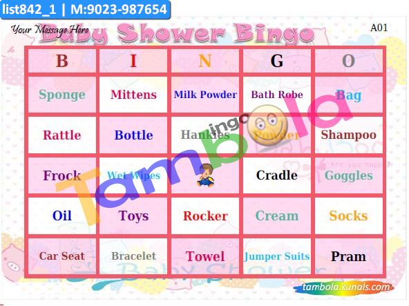 Baby Shower Name Bingo