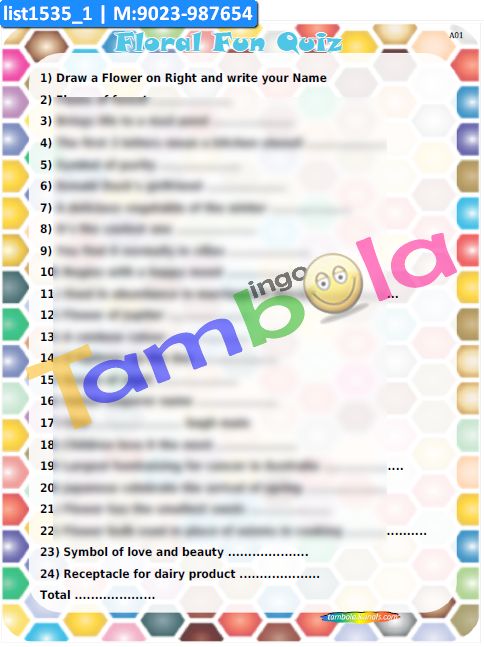 Floral Fun Quiz Paper Games in Floral theme Floral Fun Quiz Paper Games in Floral theme