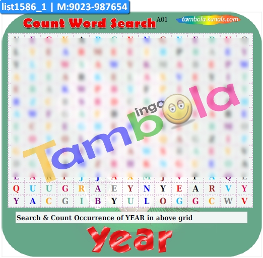 New Year Count Word Search