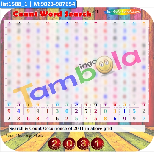 New Year 2031 Count Word Search