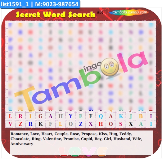 Love Secret Word Search