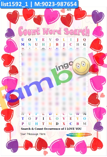 I Love You Count Word Search