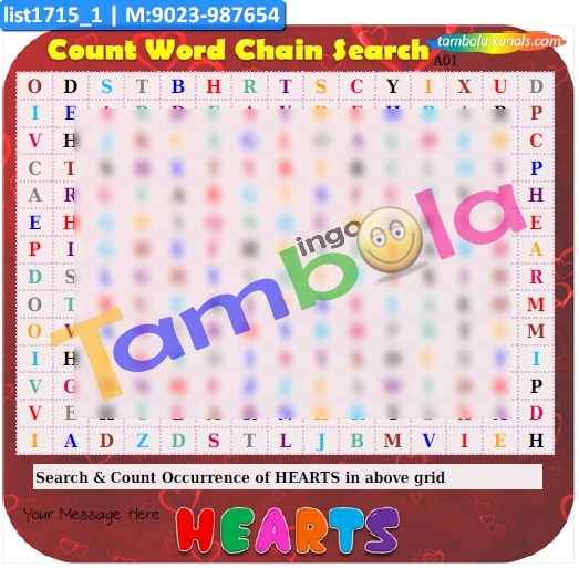 Hearts Count Word Chain Search