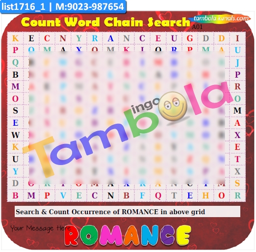 Romance Count Word Chain Search