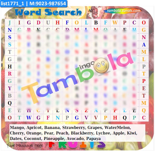 Fruit Word Search