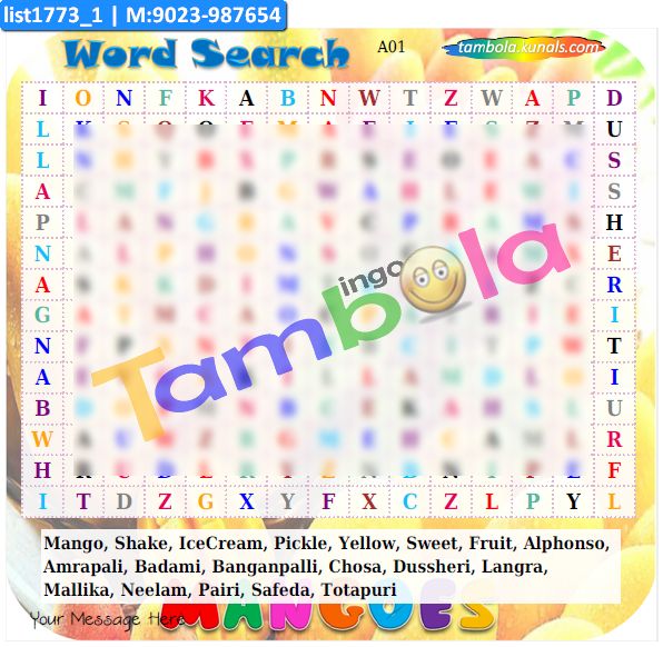 Mango Word Search