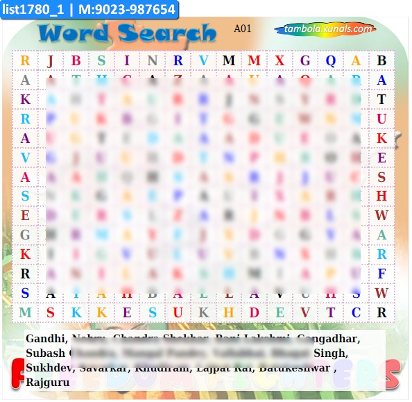 Freedom Fighters Word Search